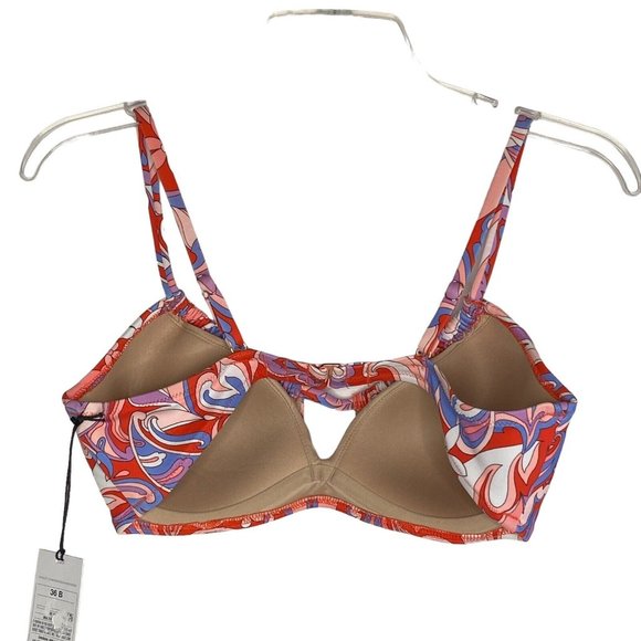 Shade & Shore 36B Bikini Top Pink Red Blue Keyhole Adjustable Shoulder Straps - Picture 2 of 4